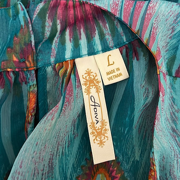 Adiva Beautiful Jewel Toned Blue Sleeveless Blouse Shirt Top **Size L** 🦚🦚 - Picture 5 of 5